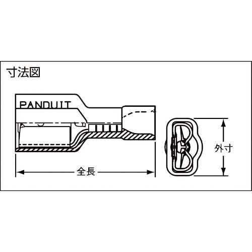 PANDUIT 圧着端子 差込型完全絶縁 メス型 AWG22〜18 赤 (100個入) DNF18-250FIB-C