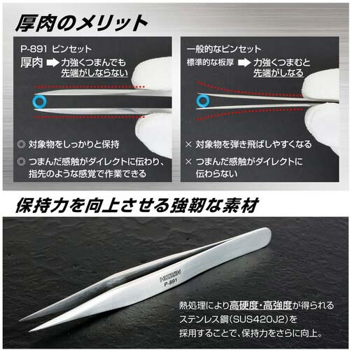 HOZAN ピンセット 125mm P-891の通販｜現場市場