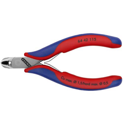KNIPEX エレクトロニクスエンドカッティングニッパー オブリケ(27°傾斜) 6442-115