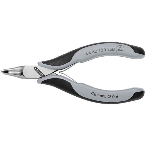 KNIPEX エレクトロニクスエンドカッティングニッパー オブリケ(65°傾斜) ESDハンドル(静電気防止) 6462-120ESD