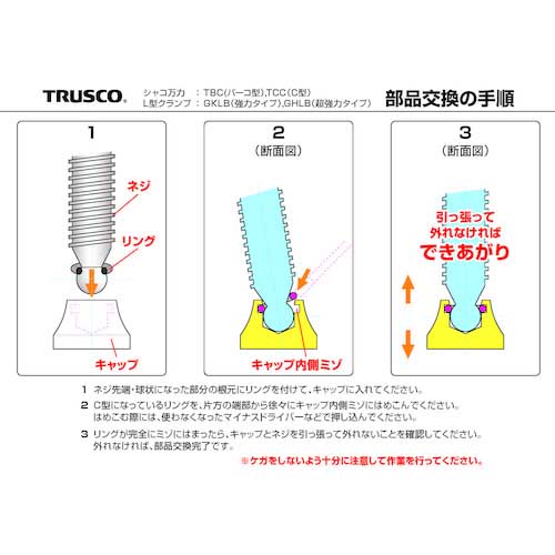 TRUSCO B型シャコ万力 100mm キャップ・リング TBC-100-CR