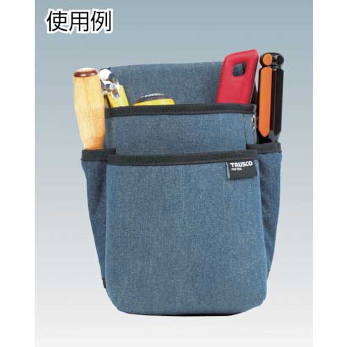 【廃番】TRUSCO デニム腰袋 小型 2段 ブルー TDC-T101
