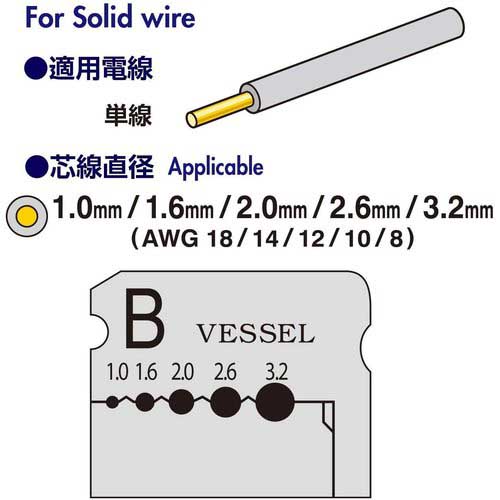 VESSEL ワイヤーストリッパーブレード (3000B、300002用) 単線用 WB-002