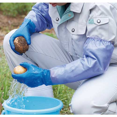 ビニスター 腕カバー付手袋 ビニスター腕カバー付マリン L 778-L