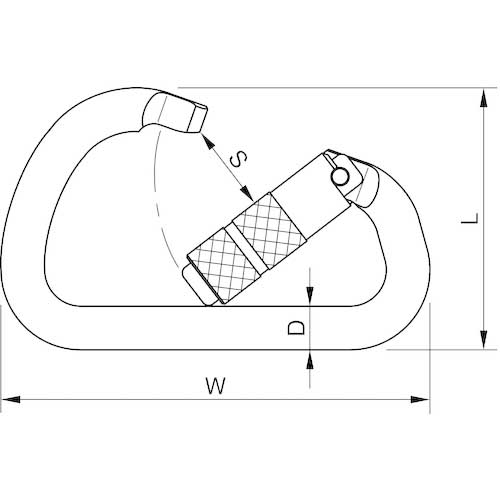 123 カラビナ オートロック アルミ12 変D型 アルミ環 KB12AM-A