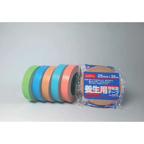 SLIONTEC NO.3372 養生用布粘着テープ25mm幅 水色 337200-MI-00
