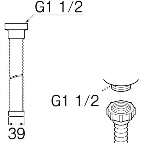 SANEI 流し排水栓ホース(ネジ付) ホース長さ1.5m PH62-860-1.5