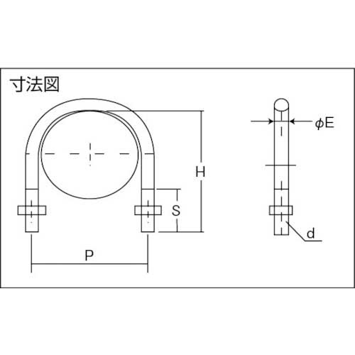 TRUSCO PC管用Uボルト SUS304 呼び径20A ねじ径W3/8 TPCU-BT20A-S