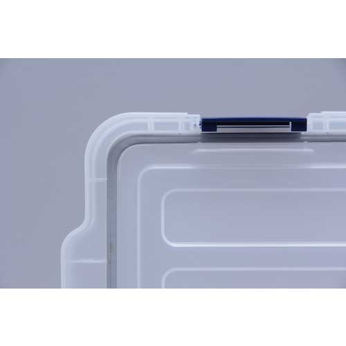 【廃番】アイリスオーヤマ 227592 密閉バックルコンテナ クリア/ネイビー 21.3L MBR-22-C