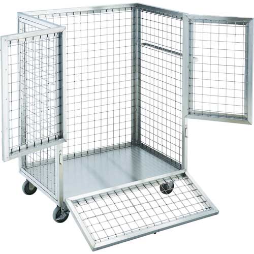 TRUSCO オールステンレス製運搬車 オールステンレス製網台車 900×600 全高1200 3ドアタイプ SUAD3-960