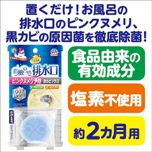 アース 防カビ剤 らくハピ お風呂の排水口用 ピンクヌメリ予防 防カビプラス 653413