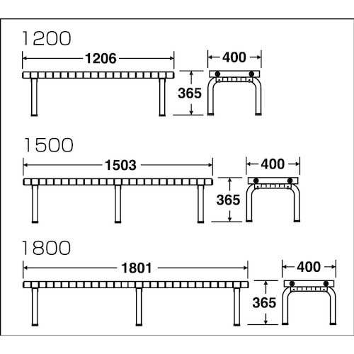 テラモト ホームベンチ1500青 BC-302-015-3の通販｜現場市場