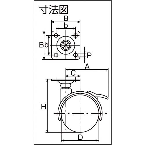TRUSCO プレート式双輪キャスター ナイロン車輪 自在ストッパー付 Φ40 TPWS-40