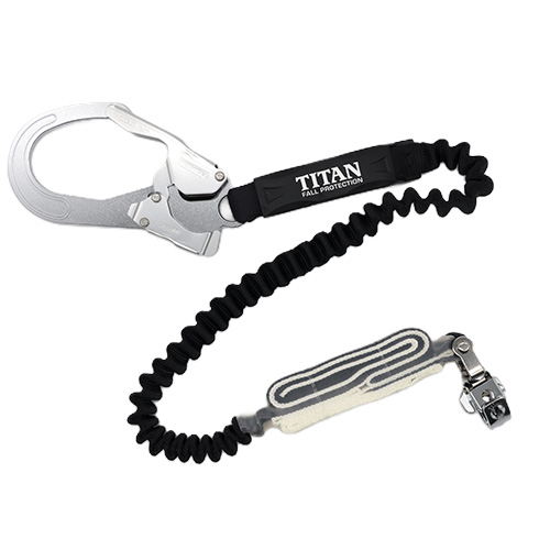 タイタン EXJ伸縮ストラップ式 タイプ1ランヤード ブラック シングル (墜落制止用器具) HL-EB
