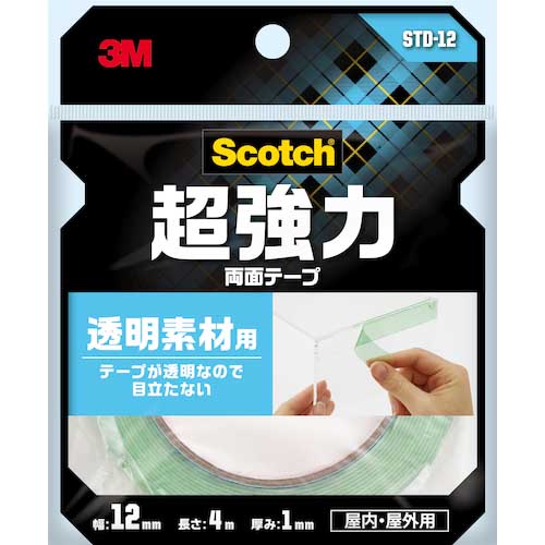 3M スコッチ 超強力両面テープ 透明素材用 12mm×4m STD-12
