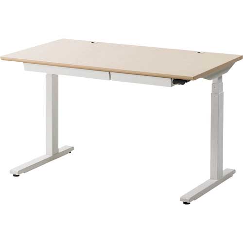 【廃番】SANWA 電動上下昇降デスク 1200×700×630〜1280 天板色薄い木目 ERD-M12070LM