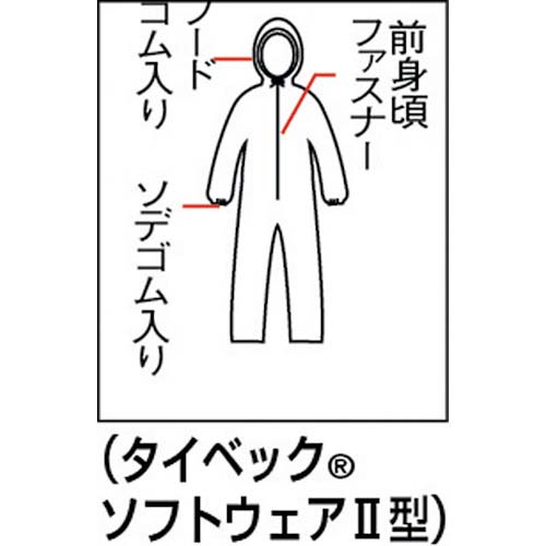 デュポン(TM) タイベック(R) ソフトウェア2型 ワンピース保護服 S TV-2