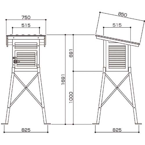 SK TAIHEI 百葉箱 小型 単葉 本体 099-1107