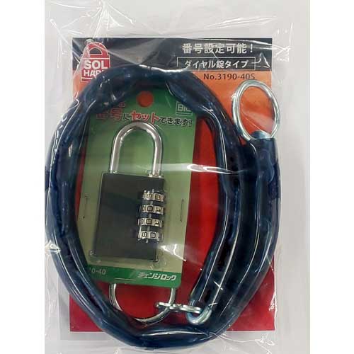 SOL 南京錠 チェーン&パドロックダイヤル錠タイプ600mm 3190-40S