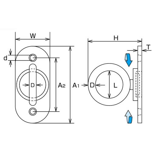 水本 アイプレート ステンレス 回転パッドアイ 内径18mm 25mm×55mm B-911