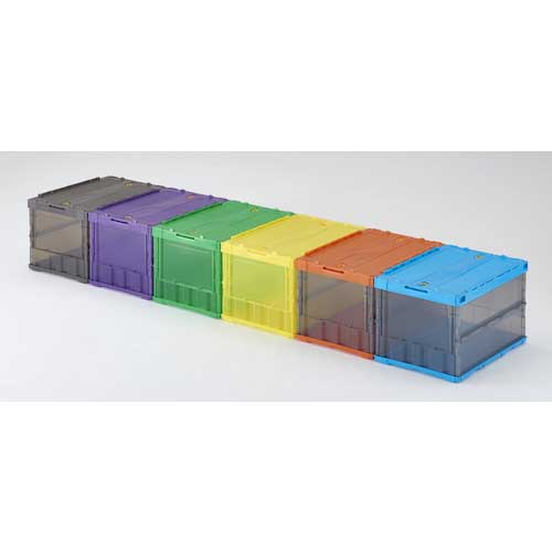 TRUSCO オリコン 薄型折りたたみコンテナ スケルコン 50L ロックフタ付 オレンジ/透明ブラック オレンジツートン TSK-C50B