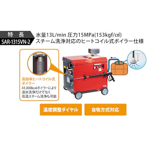 スーパー工業 200V温水高圧洗浄機 SAR-1315VN-2-60Hz(4.0kW) ヒートコイル式ボイラータイプ SAR-1315VN-2-60HZ