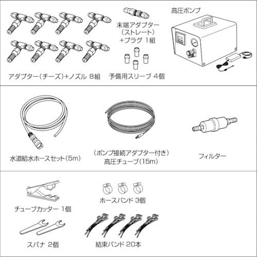 いけうち ミスト噴霧キット COOLKIT‐D (水道直結高圧ポンプタイプ) COOLKIT-D