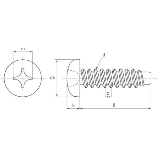 TRUSCO ナベ頭タッピングねじ 2種B0 三価白 M4×10 600本入り ヘキサゴンパック S033-0410