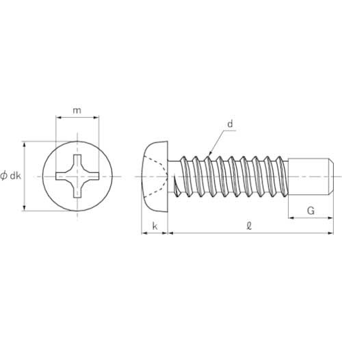 TRUSCO ナベ頭タッピングねじ 2種ガイド付BRP ステンレス M5X35(G=5) 100本入 ヘキサゴンパック S043-0535