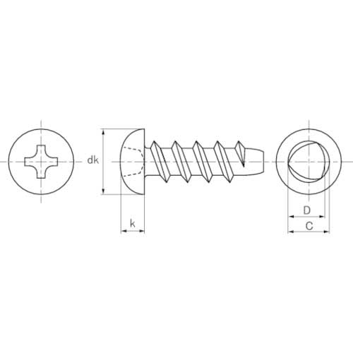 【廃番】TRUSCO ナベ頭低トルクねじ SUSXM7 Pタイプ 全ネジ M3×8 1000本入 (ステンレス) ヘキサゴンパック S060-0308