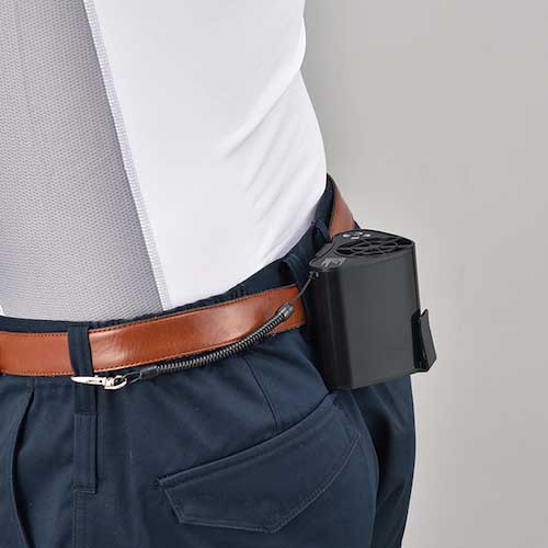 【廃番】緑十字 熱中症予防対策商品 爽快ジェットファン3(バッテリー一体型) ブラック 83×102×66mm 375653