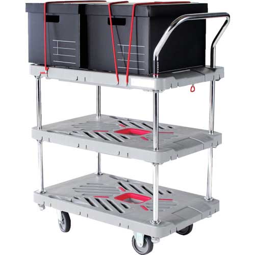 【廃番】ダンディ プラスチック台車 ダンディXシリーズ タイプXL 4輪自在タイプ 三段式 W740×D465 XL-BT34