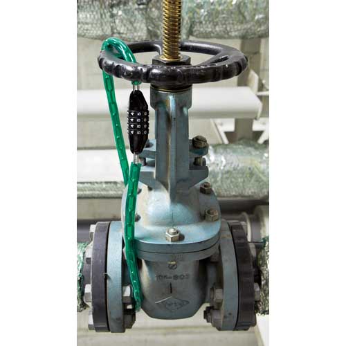 緑十字 チェーンロック(ダイヤル錠タイプ) 赤 CD-100R 全長1000mm フリーダイヤル 195072