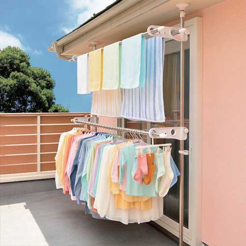 TENMA PORISH 突っ張り式物干し ベランダ用 PS-20 組立式 811000445