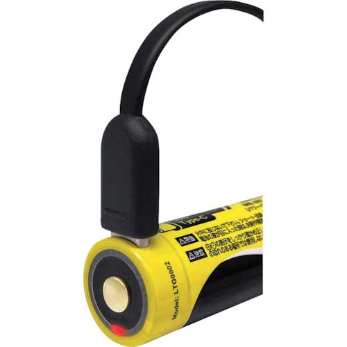 ライティンゲイル スマホにも給電できるリチウムイオン充電池2600mA/USB-TYPE-C/18650タイプ LTG0002