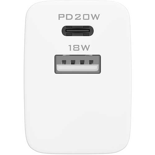 【廃番】Owltech コンパクト&高出力 しかも2台同時充電 USB Type-C & Type-A搭載ACアダプター OWL-APD20C1A1-WH
