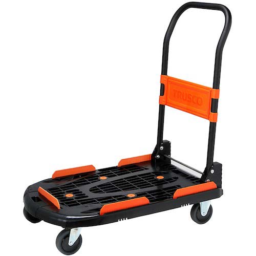 【廃番】TRUSCO 樹脂台車 新型カルティオ 780X490 折畳 黒 【本体+樹脂ストッパー&荷物落下防止柵付】 MPK780-BK-JS-RSK