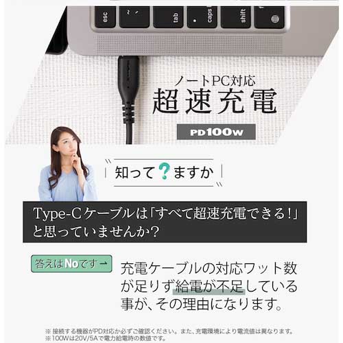 Owltech やわらかくて断線に強い USB2.0 Type-C to C ケーブル 2m PD100W対応 eMarker+Mini-Breaker搭載 OWL-CBKGBCC20-BK