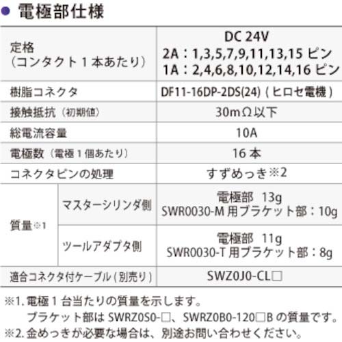 【廃番】コスメック ロボットハンドチェンジャー樹脂コネクタタイプ電極付き SWR0030-M-J