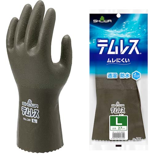 SHOWA ポリウレタン手袋 NO281 テムレス オリーブグリーン Lサイズ NO281-L-OG