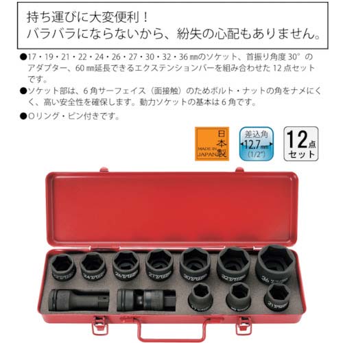 TOP インパクト用ソケットセット PT-1736XUS