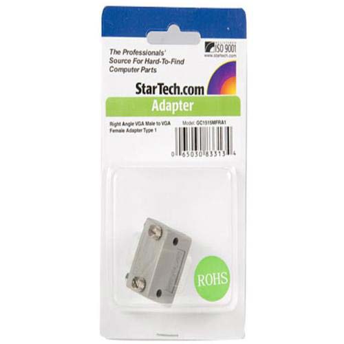 StarTech ディスプレイアダプター/VGA ジェンダーチェンジャー/L型90度/オス-メス/D-Sub 15ピン/延長用中継アダプタ GC1515MFRA1