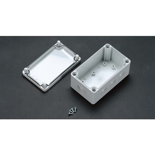 タカチ ノックアウト付防水・防塵ボックス 透明/ホワイトグレー 125×125×60 SPCM131306T