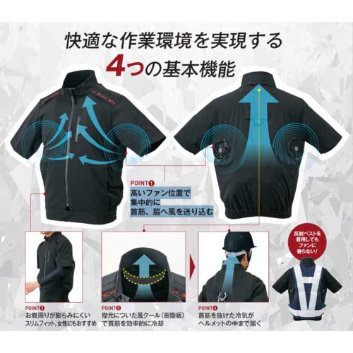 ハラダ 半袖ブルゾン空調服 EX.WORKERS シルバーグレー M 33700533