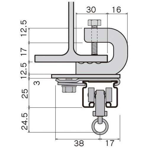 岡田 ブラケット カーテンレール D30クリップ付天井ブラケット BNタイプ 12Y15N