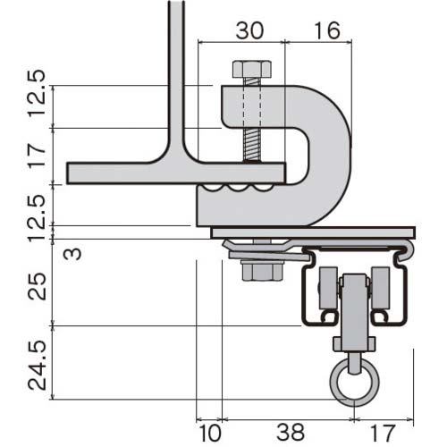 岡田 ブラケット カーテンレール D30クリップ付天井ブラケット ANタイプ 12Y17N