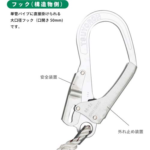 藤井電工 ツヨロン 胴ベルト型墜落制止用器具(ロープタイプ) DIA(八つ打ちロープ) 黒 Mサイズ 幅50MM×長さ1150MM TB-DIA-599C-BLK-M-BP