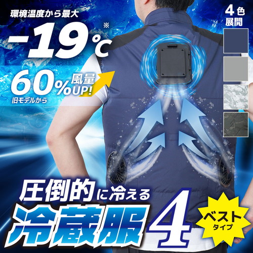 【廃番】【2025年度完売】サンコー 圧倒的に冷える「冷蔵服4」 ネイビー5L バッテリーセット TKCV25SNV5LSP