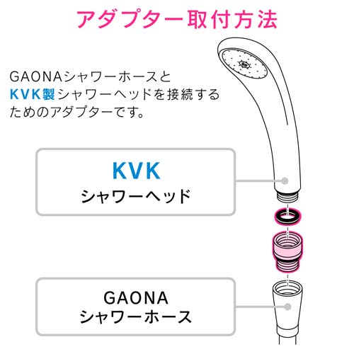 ガオナ シャワーアダプター KVK用 (G1/2ネジ ホース M22×2ネジ シャワーヘッド) GA-FW021