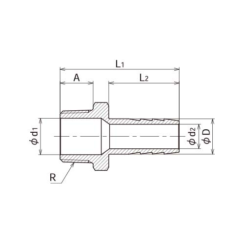 FLOBAL ステンレス製ホースニップル VCH-0621 3/4×21